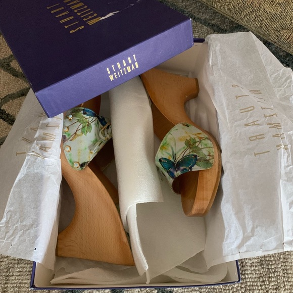 Stuart Weitzman leather and wood platform sexy kitten heel sandal - Picture 12 of 12